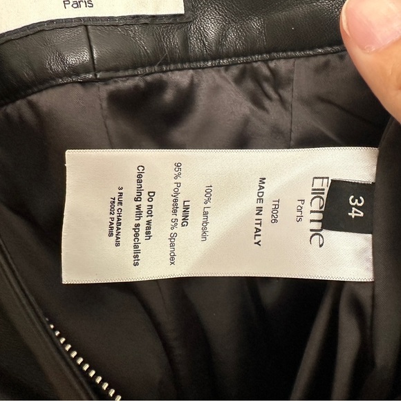 ELLEME PARIS WIDE STRAIGHT LEATHER PANTS Size 34/US 2 - Picture 3 of 4